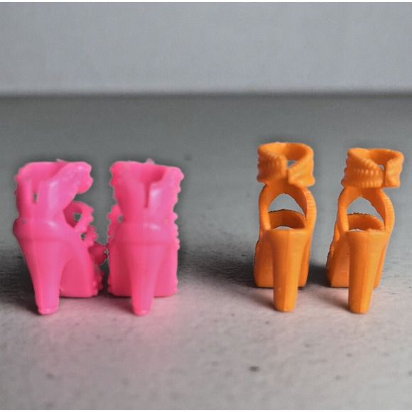 Barbie Shoes Strappy High Heels Bright Orange & Pink Fashionitas Lot of 2 Mattel - Picture 3 of 9